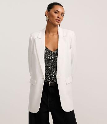 Blazer Oversized Alfaiatado com Botão Único e Lapelas