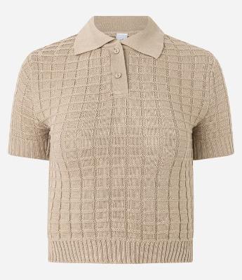 Blusa Polo em Tricô com Textura