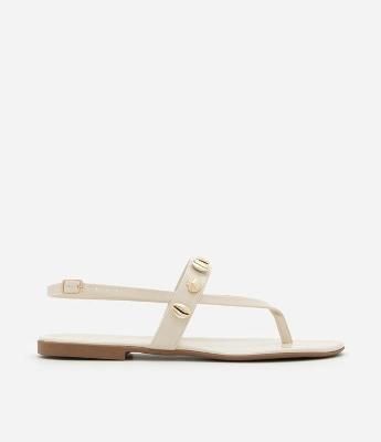 Sandália Rasteira com Tiras Finas e Pingentes de Fundo do Mar