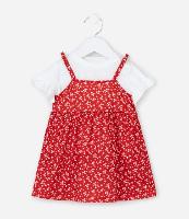 Vestido Infantil com Estampa Floral Liberty e Camiseta com Frufru na Manga - Tam 0 a 18 Meses - 1