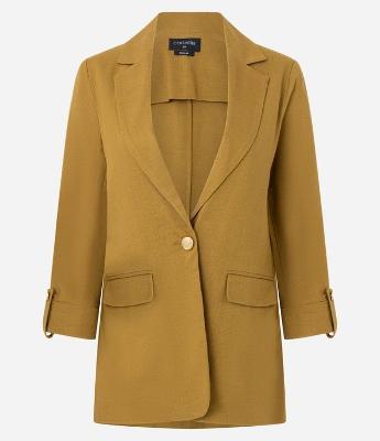 Blazer em Viscolinho com Lapelas e Bolsos Falsos