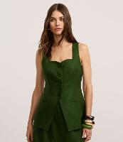 Colete Alfaiatado Acinturado em Viscolinho com Barra V - 1