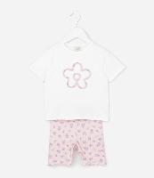 Conjunto Infantil em Cotton com Flores - Tam 1 a 6 Anos - 1