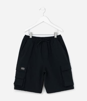 Bermuda Infantil em Poliamida com Bolso Cargo - Tam 5 a 14 Anos