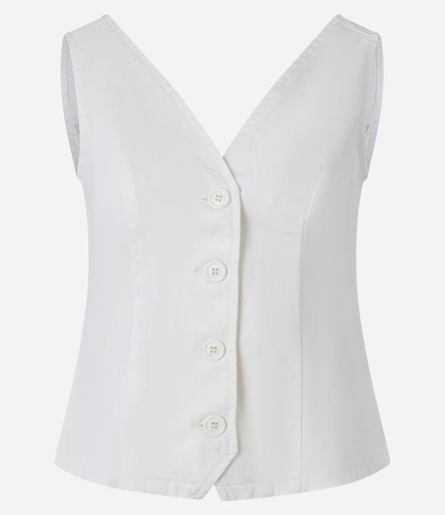 Colete Acinturado em Sarja com Botões e Pences - 1