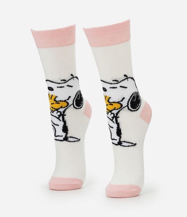 Meia Cano Alto em Algodão com Estampa Snoopy - 1