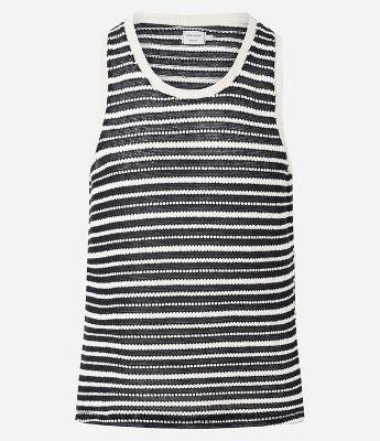 Regata Regular em Algodão com Efeito Crochê Texturizado com Listras