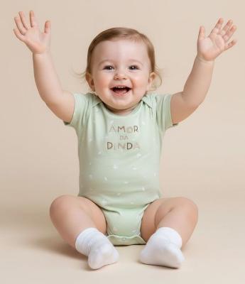 Body Infantil com Lettering Amor da Dinda - Tam RN a 18 meses