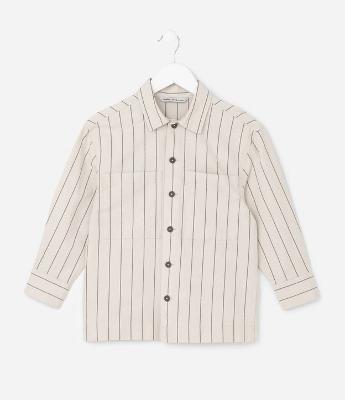 Camisa Infantil em Sarja com Estampa de Listra e Lettering Fast Speed - Tam 5 a 14 Anos