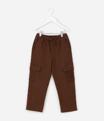 Calça Infantil Jogger em Sarja com Bolso Cargo - Tam 5 a 14 Anos