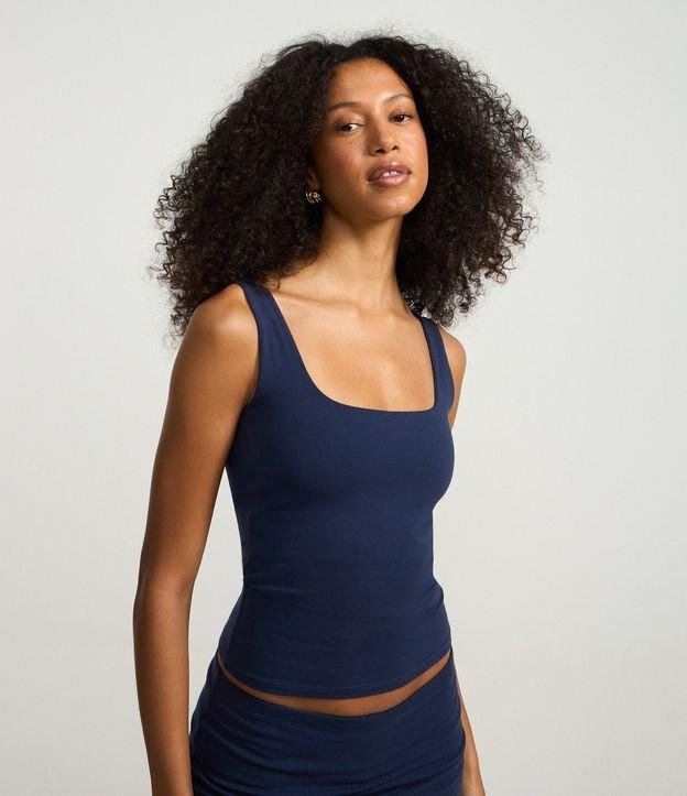 Blusa Regata em Algodão com Decote Quadrado - 1