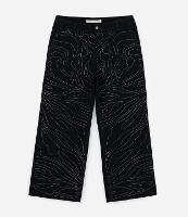 Calça Wide Leg em Sarja com Brilhos Frontais Curve & Plus Size - 1