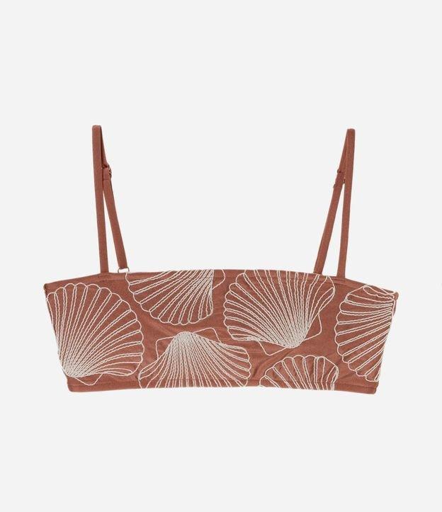 Biquini Top Bandeau em Microfibra com Bordado de Conchas - 1