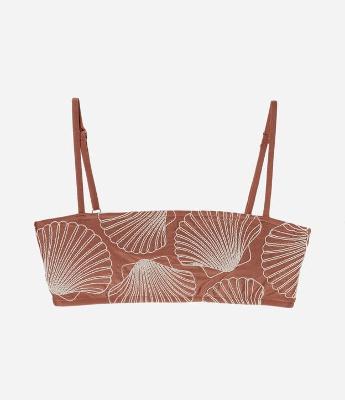 Biquini Top Bandeau em Microfibra com Bordado de Conchas