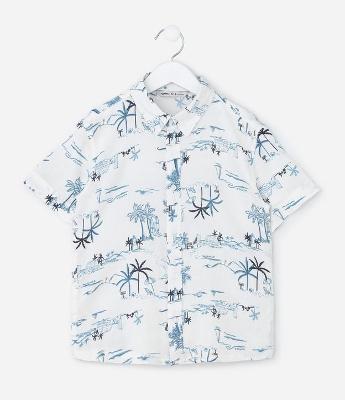 Camisa Infantil com Estampa Coqueiros - Tam 5 a 14 Anos