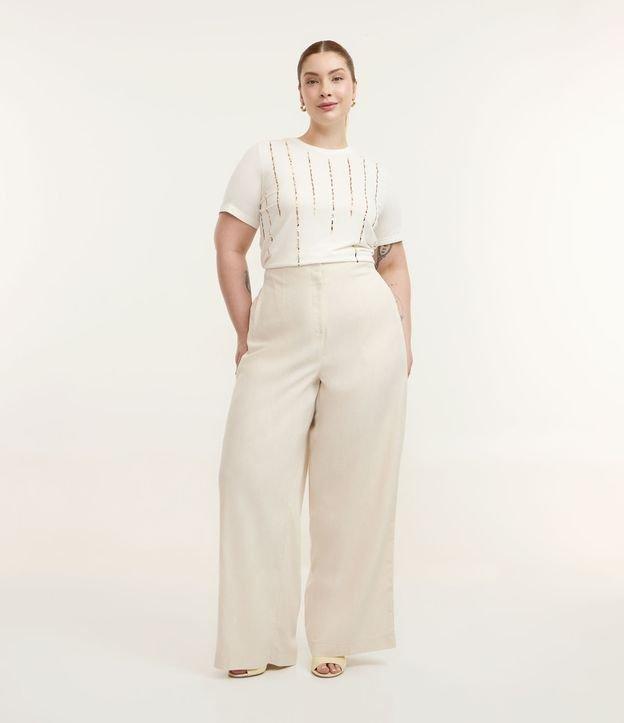 Calça Wide Leg Alfaiatada em Viscolinho Curve & Plus Size - 2