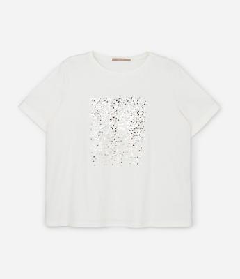 Blusa em Algodão com Chuva de Paetê Curve & Plus Size