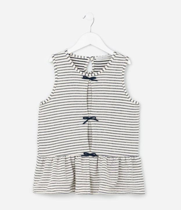 Blusa Infantil Slim em Moletinho com Estampa de Listras e Laços Aplicados - Tam 7 a 14 Anos - 1