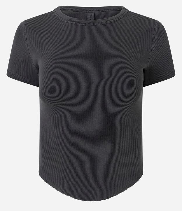 Blusa Canelada em Ribana Estonada com Barra Redonda - 1