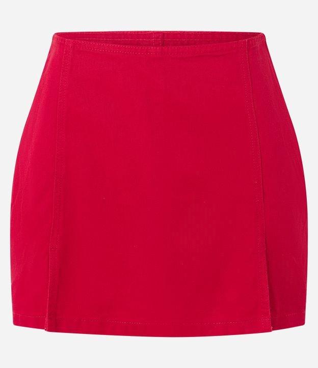 Short Saia em Sarja com Recortes e Fendas - 1