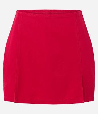 Short Saia em Sarja com Recortes e Fendas