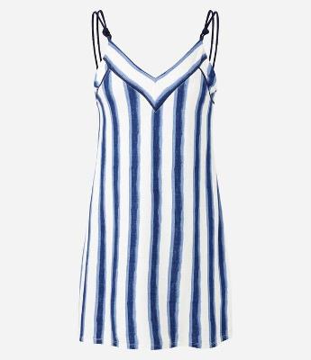 Camisola em Viscose com Estampa Listrada e Alça de Corda