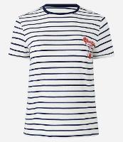 Camiseta T-shirt em Algodão com Estampa de Cereja e Listras Contrastantes - 1