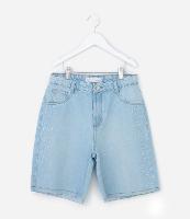 Bermuda Jorts Infantil em Jeans com Aplicação de Brilhos Laterais - Tam 5 a 14 Anos - 1