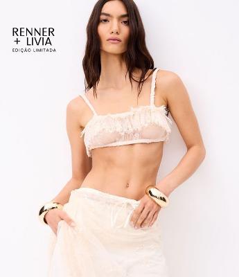 Top em Renda com Barra Nuvem e Elástico na Alça