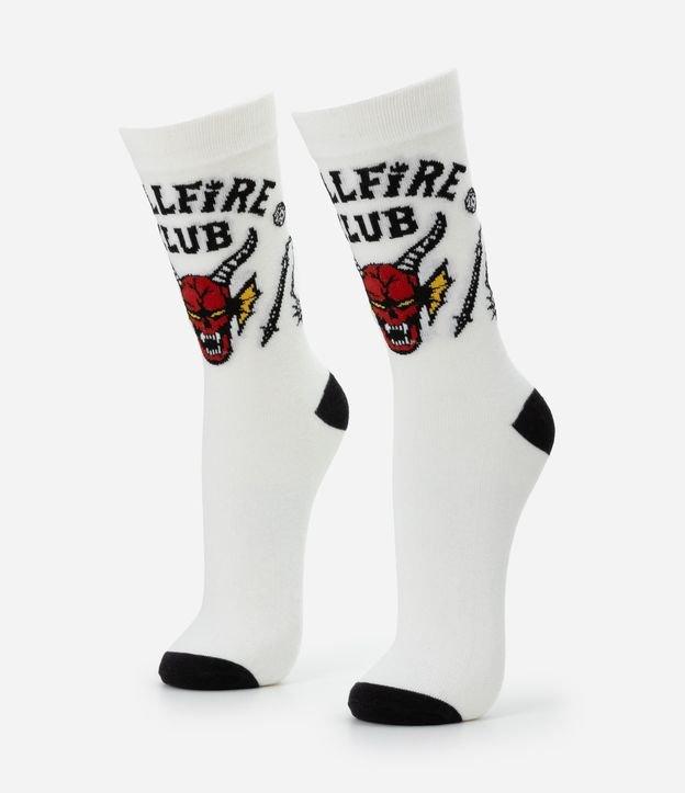 Meia Cano Alto em Algodão com Estampa Hellfire Club Stranger Things - 1