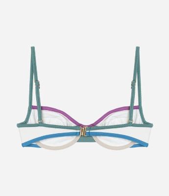 Biquíni Top Meia Taça em Microfibra com Vieses Contrastantes