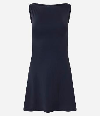 Vestido Curto em Poliamida com Decote Canoa