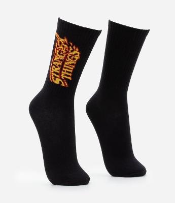 Meia Cano Alto em Algodão com Estampa Stranger Things