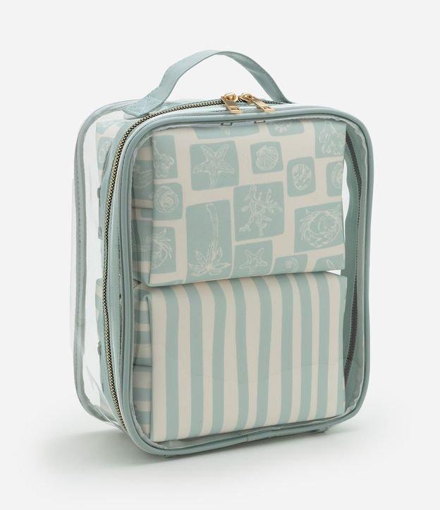 Kit 03 Nécessaires Grande e Retangulares Médias Variadas com Estampa Fundo do Mar - 1