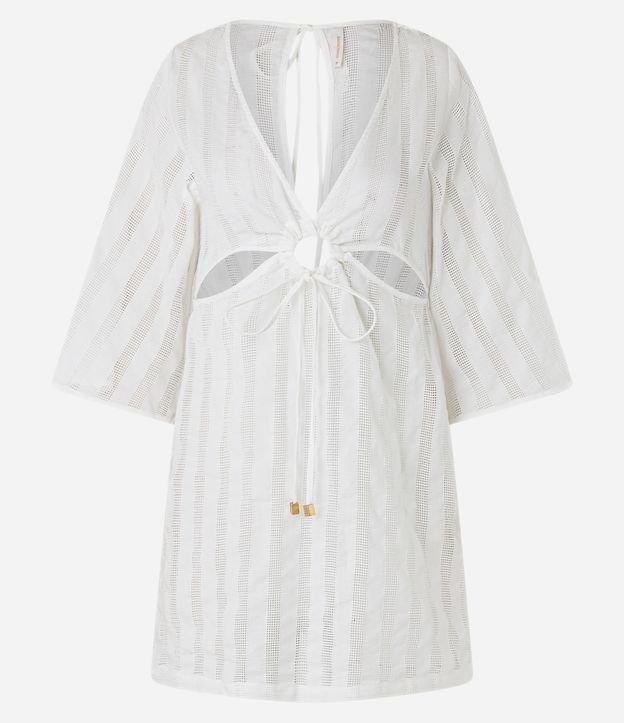 Saída de Praia Vestido em Voil com Recortes Vazados - 1