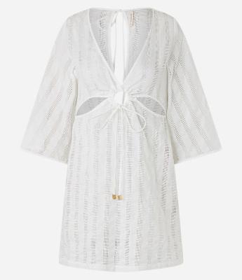 Saída de Praia Vestido em Voil com Recortes Vazados