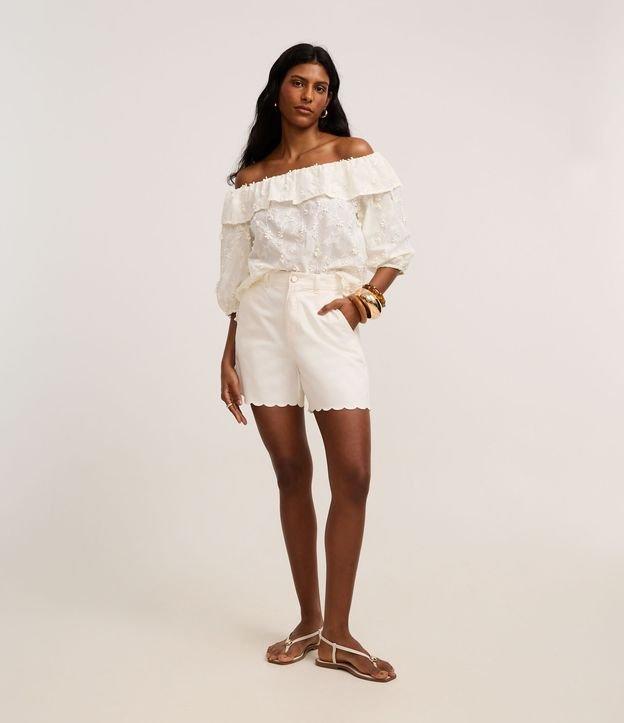 Short Cintura Alta em Sarja com Barra Nuvem - 2