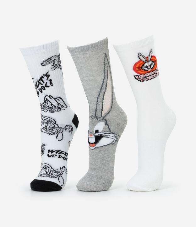 Kit 03 Meia Cano Alto em Algodão com Estampa do  Pernalonga - 1