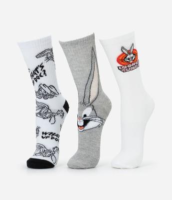 Kit 03 Meia Cano Alto em Algodão com Estampa do  Pernalonga