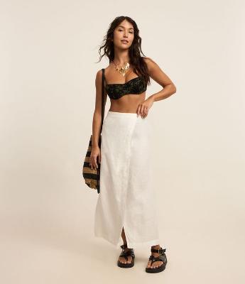 Saída de Praia Saia Transpassada em Linho