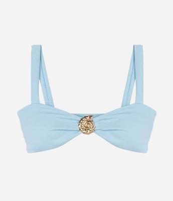 Biquini Top Bandeau em Microfibra Texturizada com Aviamento de Caracol