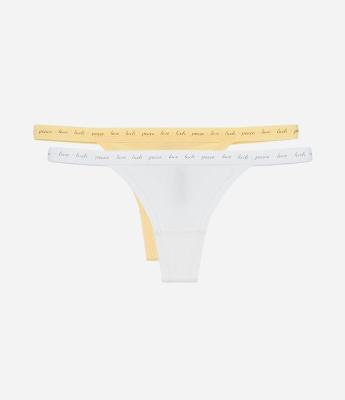 Kit 02 Calcinhas String Fio em Algodão com Cós Estampado