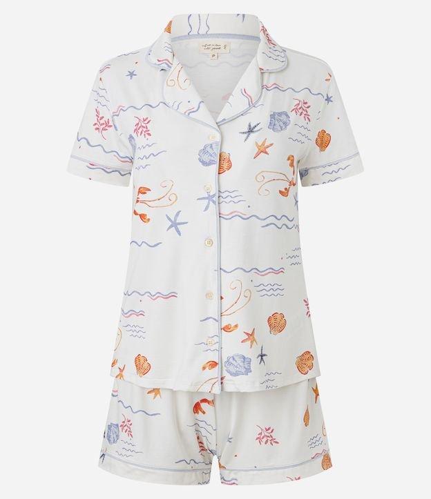 Pijama Short Doll em Viscose com Estampa Fundo do Mar - 1