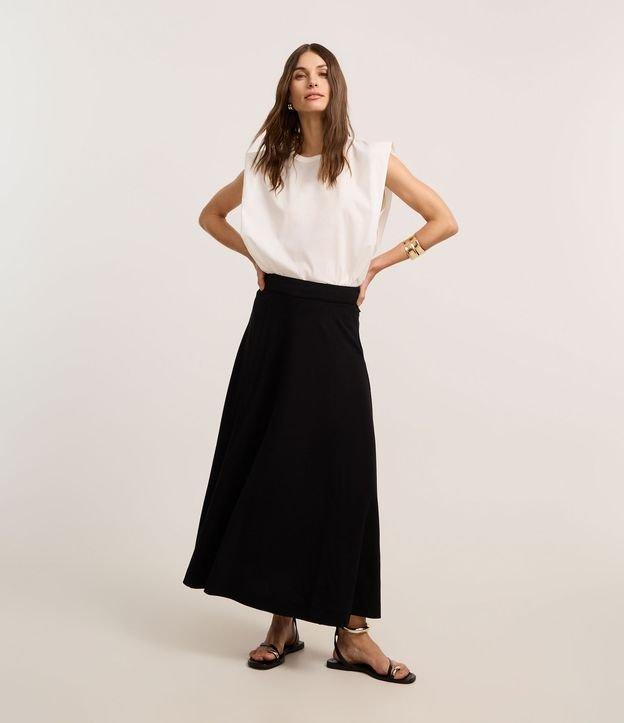 Saia Evasê Longa em Crepe com Zíper Invisível - 1