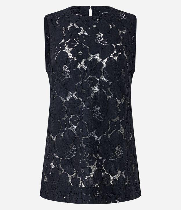 Blusa Alongada em Renda Floral - 1
