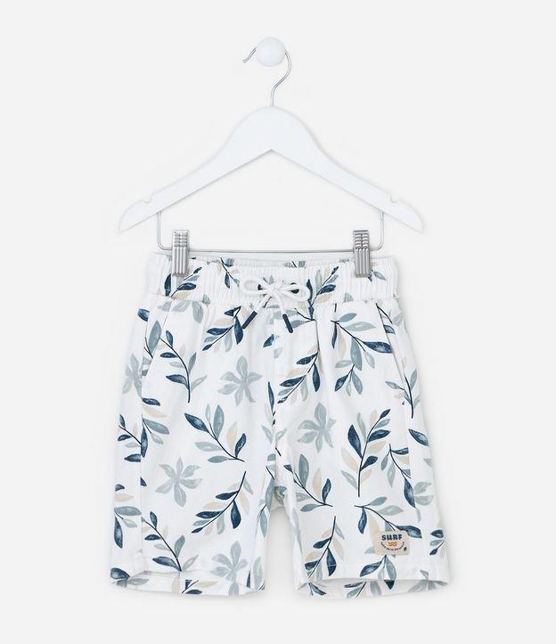 Bermuda Infantil de Banho em Sarja com Estampa Tropical - Tam 1 a 6 Anos - 1