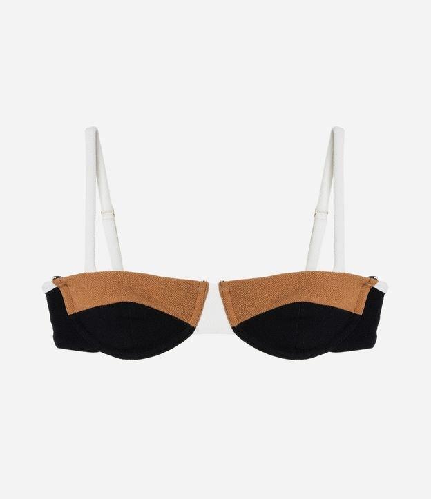 Biquíni Top Meia Taça em Microfibra Texturizada Bloco de Cor - 1