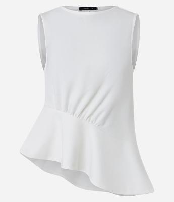 Blusa Peplum com Gola Redonda e Barra Assimétrica