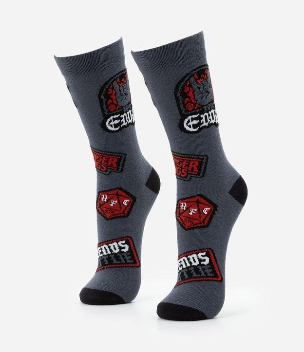 Meia Cano Alto em Algodão com Estampa Stranger Things - 1