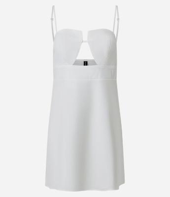 Vestido Curto Alfaiatado em Viscose com Decote Coração